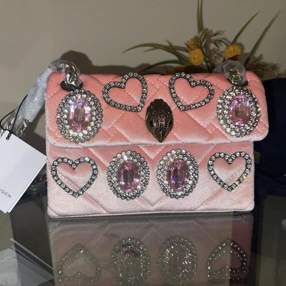 Ted Baker Pink Jeweled Quilted Velvet Shoulder Bag - Picture 6 of 6